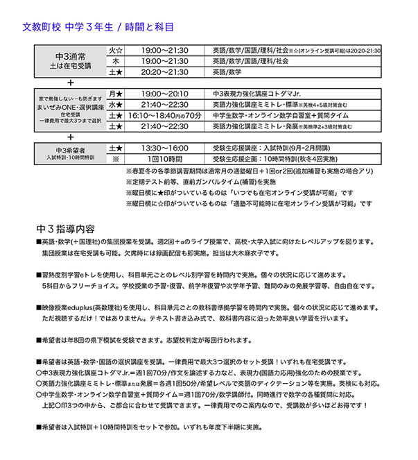 2023年度 時間割等一覧（文教町校）